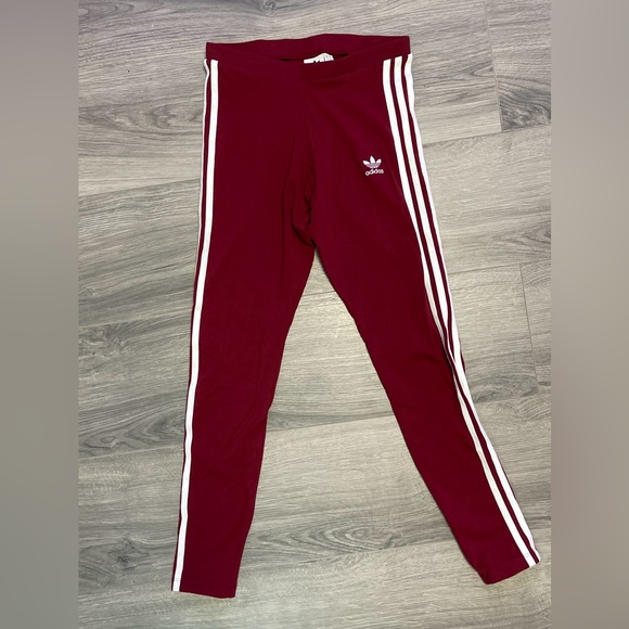 adidas Pants - Adidas Burgundy Leggings